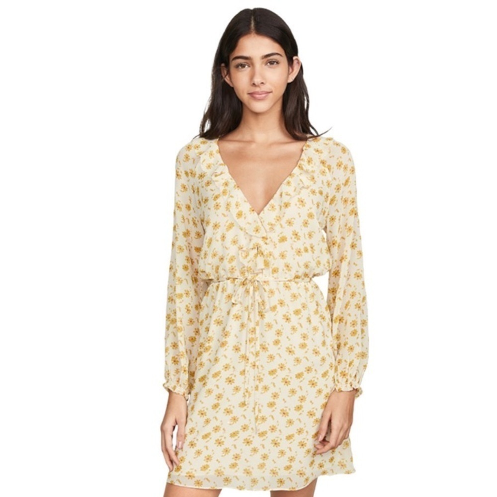 Joie Marelle‎ Ruffle-Trimmed Floral Print Silk Mini Georgette Dress Size …